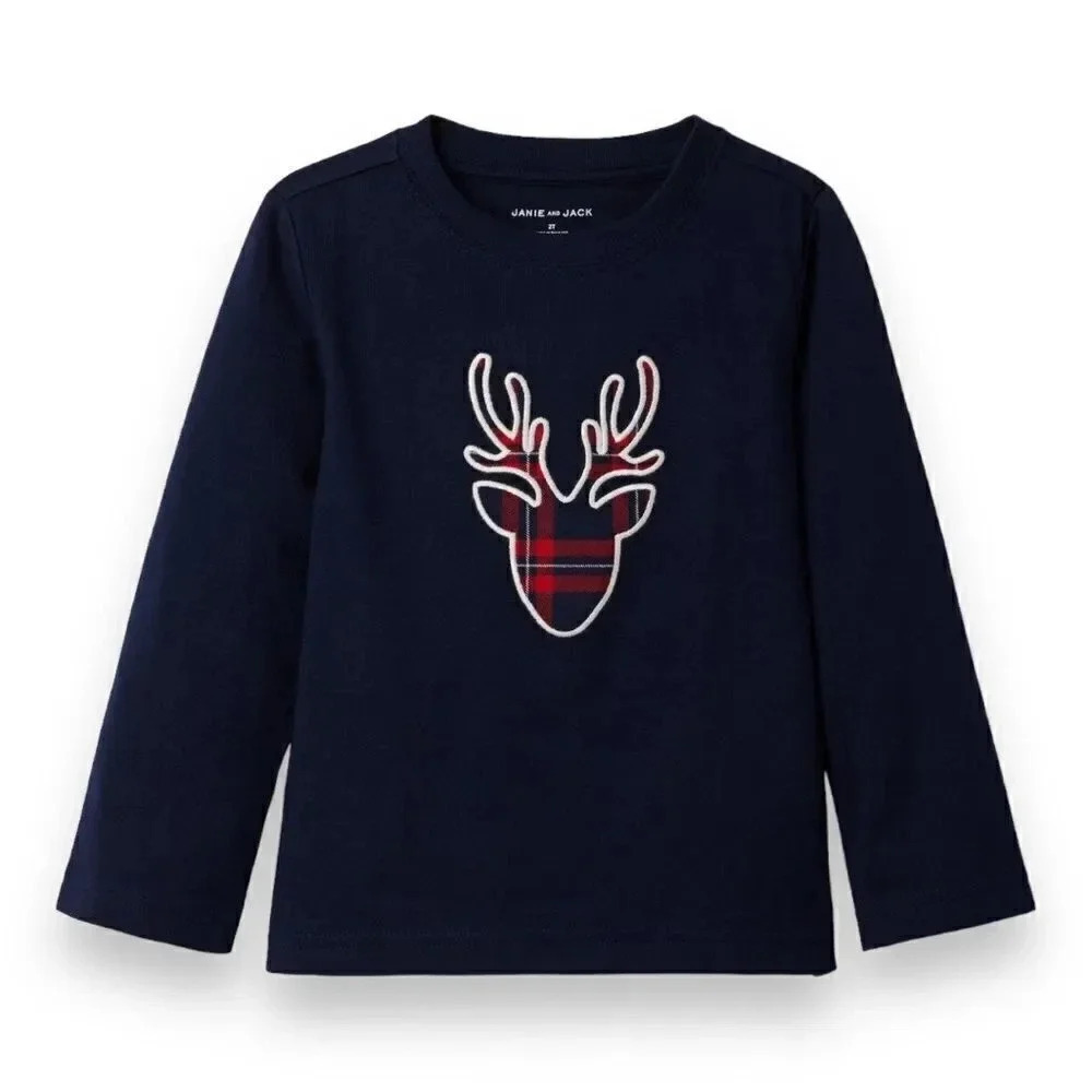 Janie & Jack | Long Sleeve Reindeer Shirt (12-18 mos) 🦌